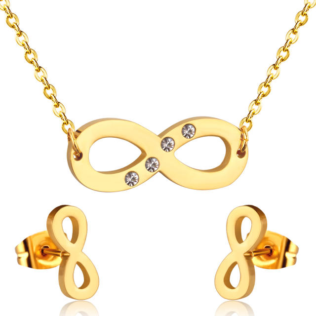 Korean fashion infinity stainless steel necklace set