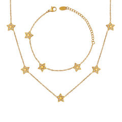 18K star stainless steel necklace bracelet