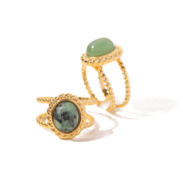 Natural stone setting stainless steel rings