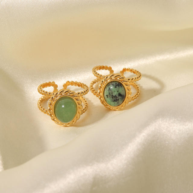 Natural stone setting stainless steel rings