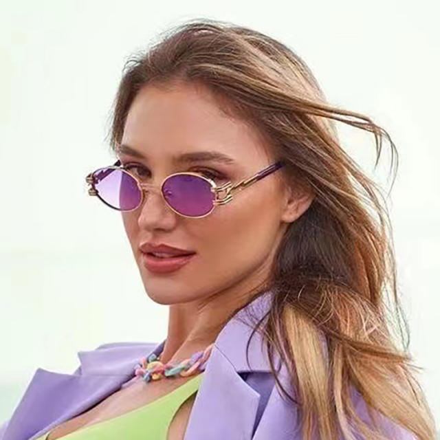 Punk oval shaped colorful sunglasses