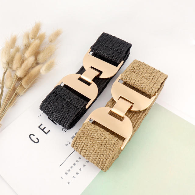 Summer straw design elastic corset belt for women