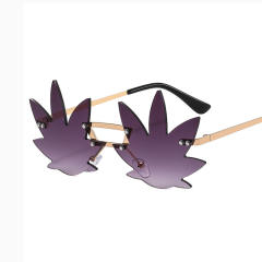 Funny leaf shape rimless sunglasses