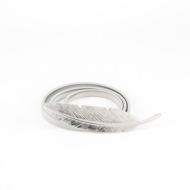 Classic metal leaf buckle elastic belt