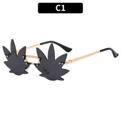 Funny leaf shape rimless sunglasses