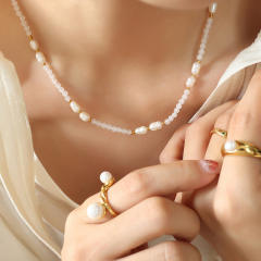 French elegant pearl bead choker necklace