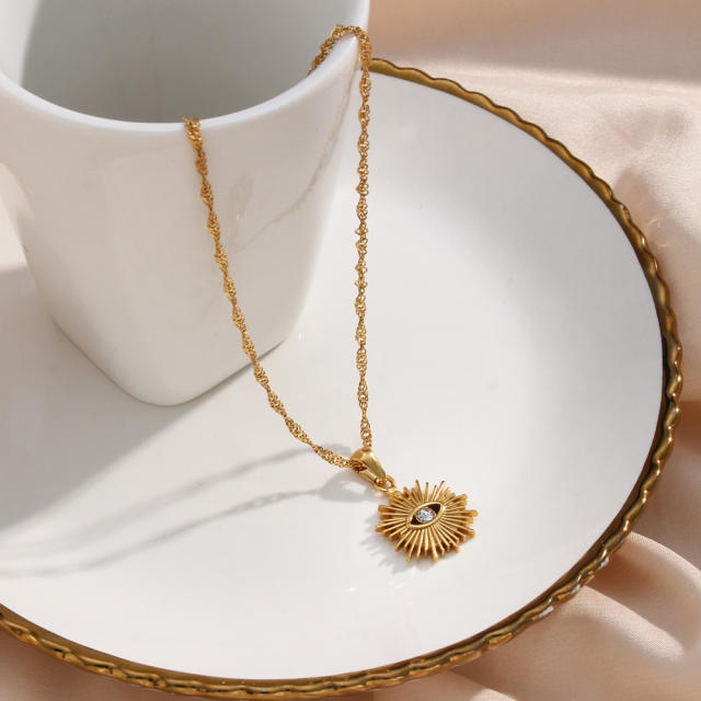 Occident fashion evil eye pendant stainless steel necklace