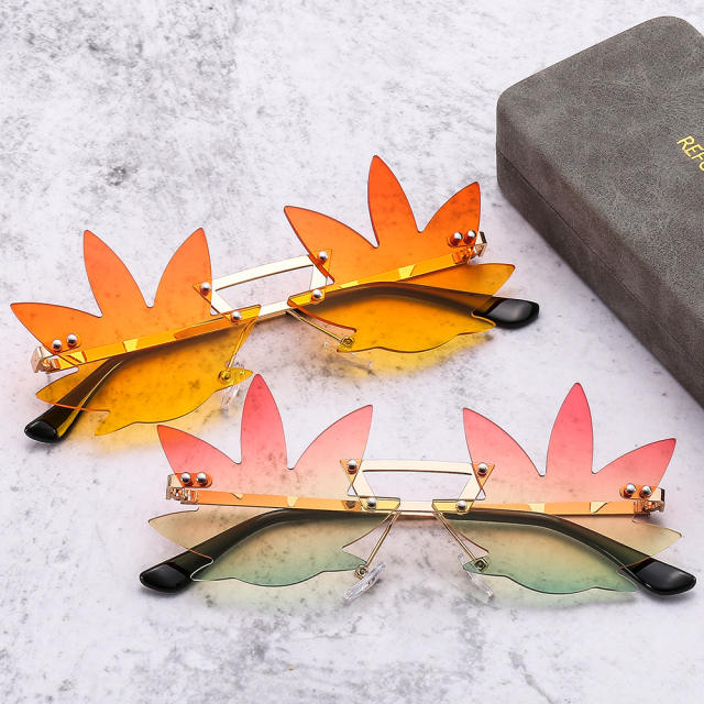 Funny leaf shape rimless sunglasses
