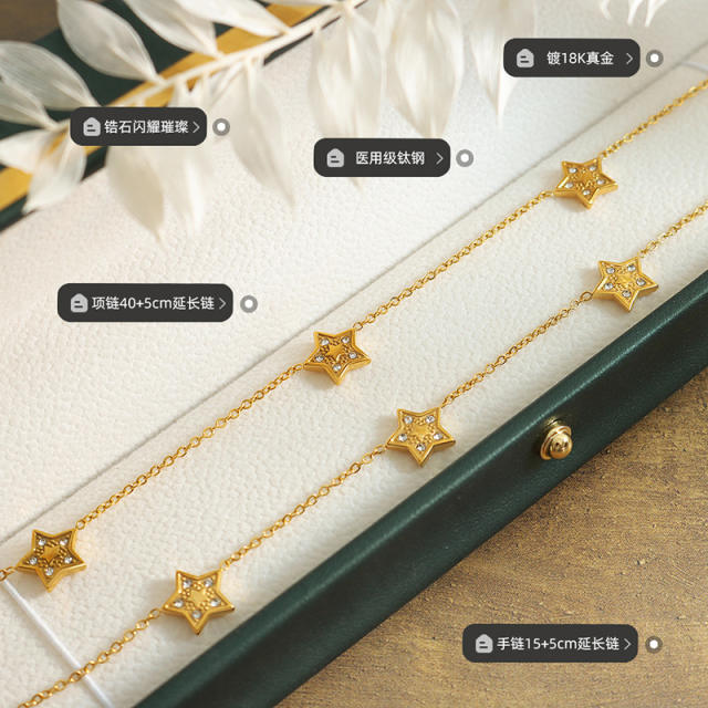 18K star stainless steel necklace bracelet