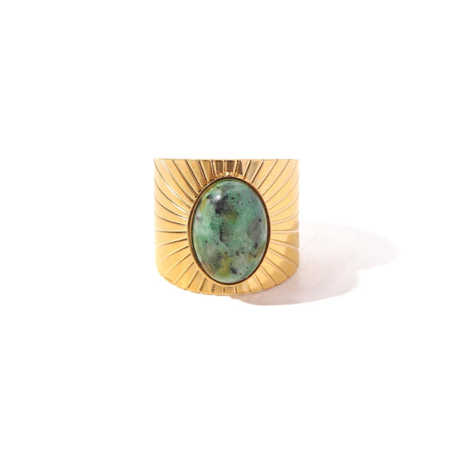 Natural stone setting openning stainless steel rings