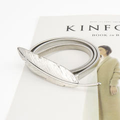 Classic metal leaf buckle elastic belt