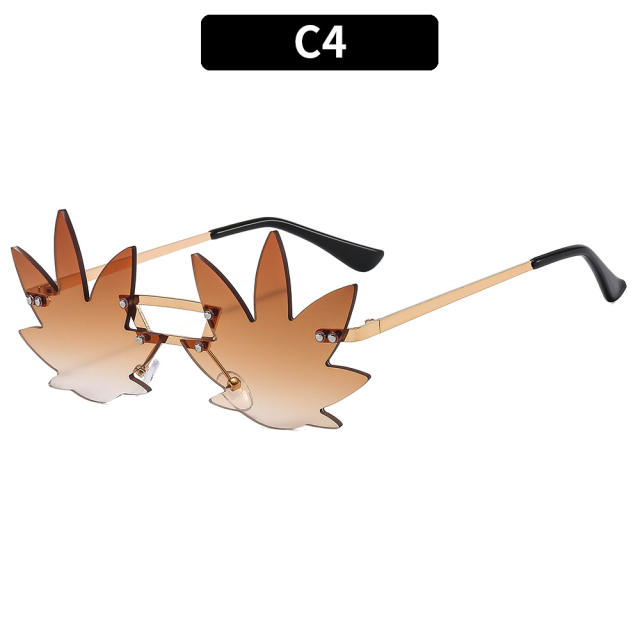 Funny leaf shape rimless sunglasses