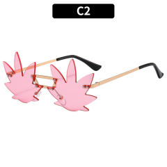 Funny leaf shape rimless sunglasses