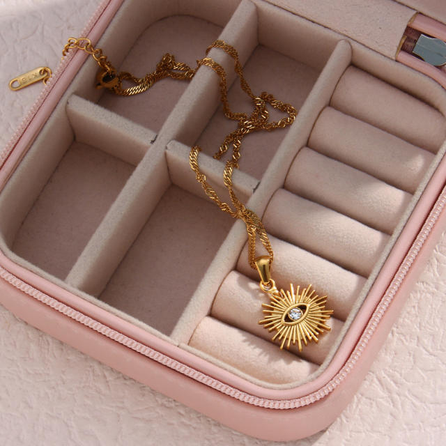 Occident fashion evil eye pendant stainless steel necklace