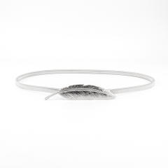 Classic metal leaf buckle elastic belt