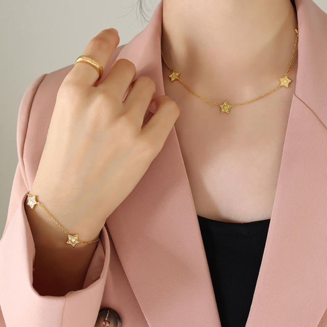 18K star stainless steel necklace bracelet