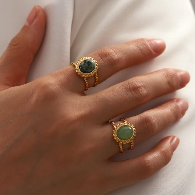 Natural stone setting stainless steel rings