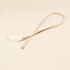 Classic metal leaf buckle elastic belt