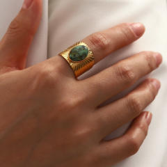 Natural stone setting openning stainless steel rings