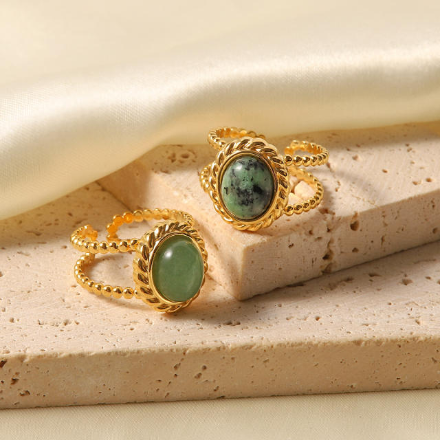 Natural stone setting stainless steel rings
