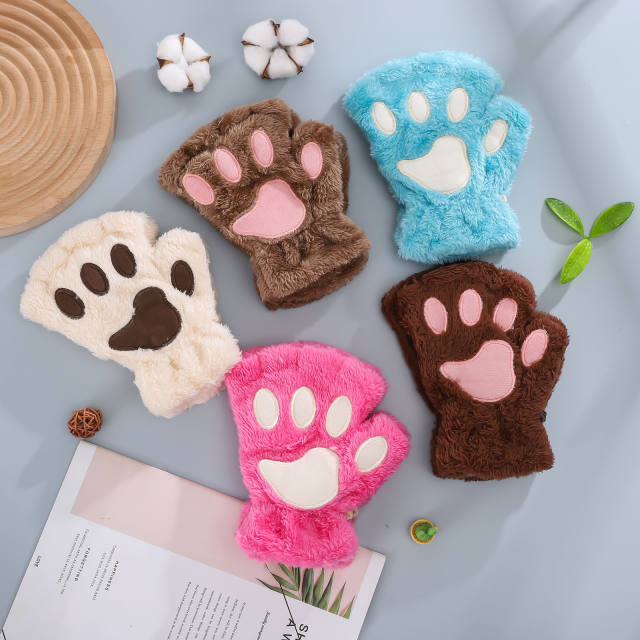 Korean fashion cute cat paw fluffy mittens