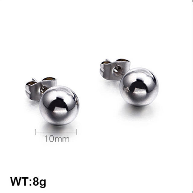 Easy match ball shape stainless steel earrings