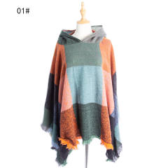 Classic winter design plaid pattern warm shawl for women