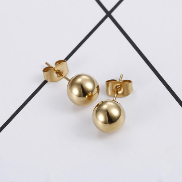 Easy match ball shape stainless steel earrings