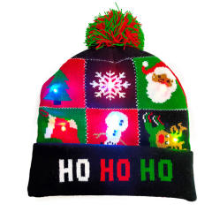 LED light colorful knitted christmas hat