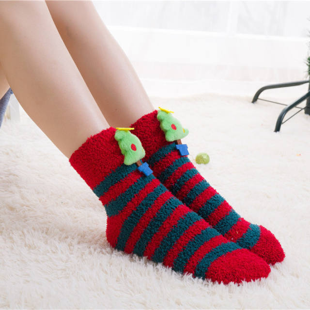 Korean fashion cute coral fleece christmas socks