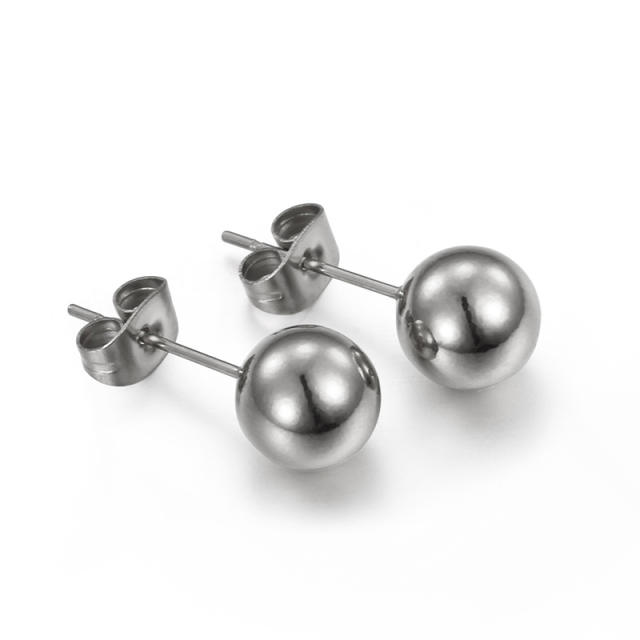 Easy match ball shape stainless steel earrings