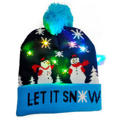 LED light colorful knitted christmas hat