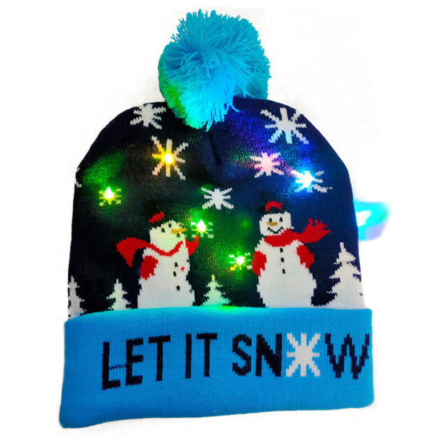 LED light colorful knitted christmas hat