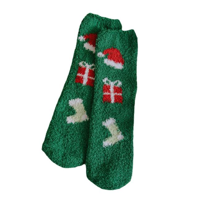 Christmas coral fleece socks