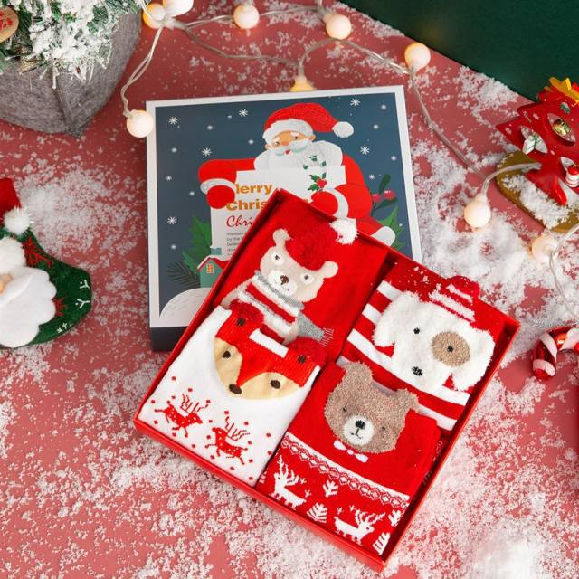 4pcs set gift box setting christmas socks