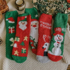 Christmas coral fleece socks