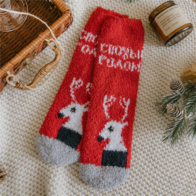 Christmas coral fleece socks