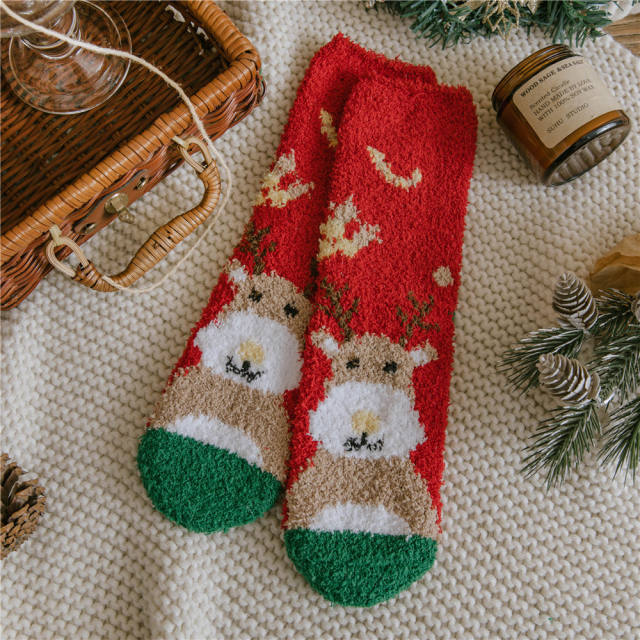Christmas coral fleece socks