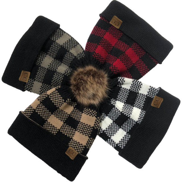 Christmas series plaid pattern winter cap