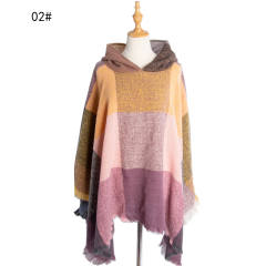 Classic winter design plaid pattern warm shawl for women