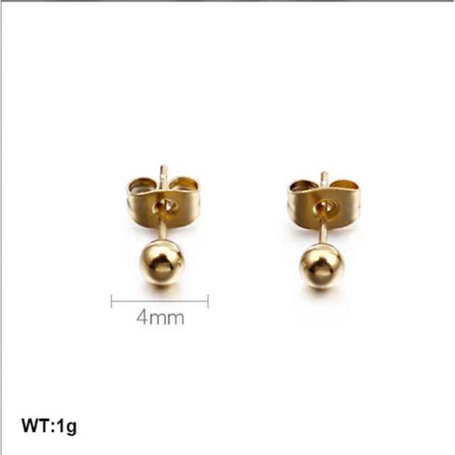 Easy match ball shape stainless steel earrings