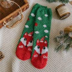 Christmas coral fleece socks