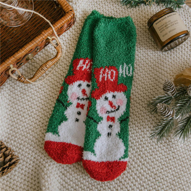 Christmas coral fleece socks