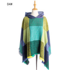 Classic winter design plaid pattern warm shawl for women