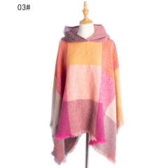 Classic winter design plaid pattern warm shawl for women