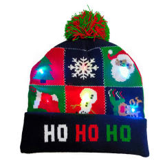 LED light colorful knitted christmas hat