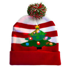 LED light colorful knitted christmas hat
