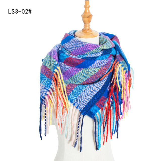 New design colorful stripe tassel scarf for women