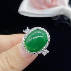 Oval shape jade statement rings