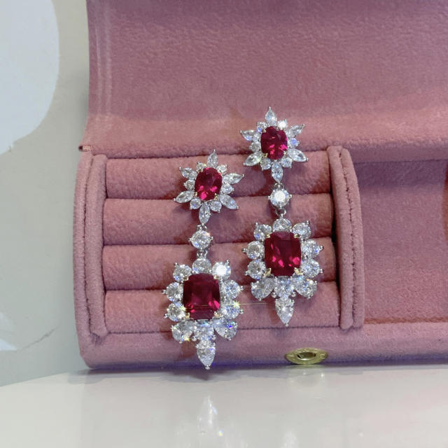 Luxury ruby statement diamond earrings